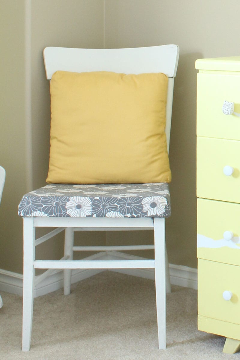 Nothing more beautiful than antique painted furniture - as illustrated by this grey and white chair with a modern vibe.