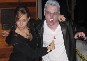 Dressed as Buffy and Spike for Halloween, long before we ever knew we'd one day need a baby Superhero onesie.