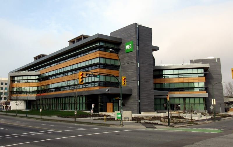 Canadian sustainable building MEC Head Office in Vancouver, British Columbia.