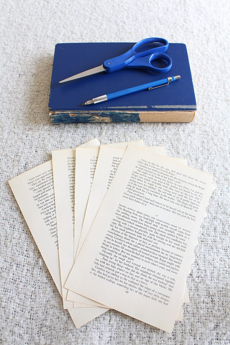 How to make a paper orb from old book pages. Step 1: Choose which pages of the book you want to use. Note that they don’t have to be pages that are printed on both sides as the back side won’t be showing. Gently pull or cut the pages out.