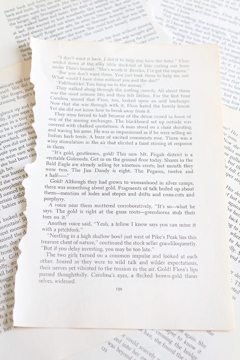 How to make a paper orb from old book pages. Step 2: Begin tracing circles on the pages. You'll need about 10 per orb, depending how dense you want it to look. Try and fit more than one circle per page so as not to waste too much paper. If you want one big orb, try and find a circular object that is as big as the text on the page so again, you don't end up with a lot of waste. (Consider saving the scraps for a future project. You never know when you're gonna need book page scraps!)