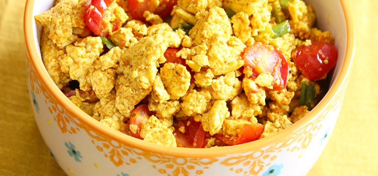 Every vegan has to have a tofu scramble recipe. Why? Because eggs. Spices like cumin and turmeric make this savoury dish perfect for any time of day.