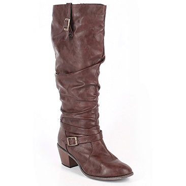 Brown women's boots on a white background.