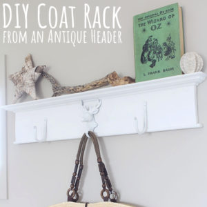 Want to create a unique place to hang your stuff? Grab an antique header, throw on some metal hooks and you've got yourself a DIY wall mounted coat rack!
