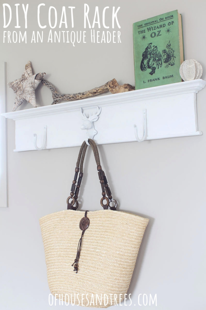 Want to create a unique place to hang your stuff? Grab an antique header, throw on some metal hooks and you've got yourself a DIY wall mounted coat rack!