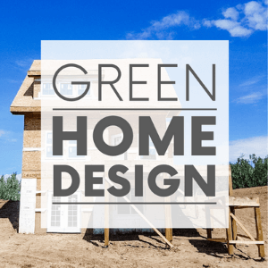 An under construction house in front of a blue sky with the words "green home design." Click to visit post.
