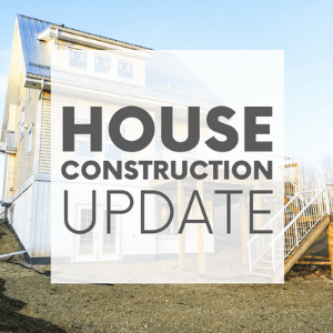 House Construction Update | Our House in the Trees | Episode 5 A yellow house with a silver roof surrounded by dirt with the words "house construction update." Click to visit post.