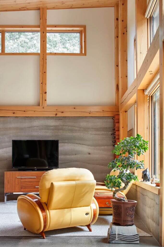 Interior of a rammed earth home.