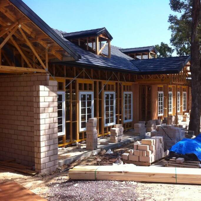 A timbercrete home under construction.